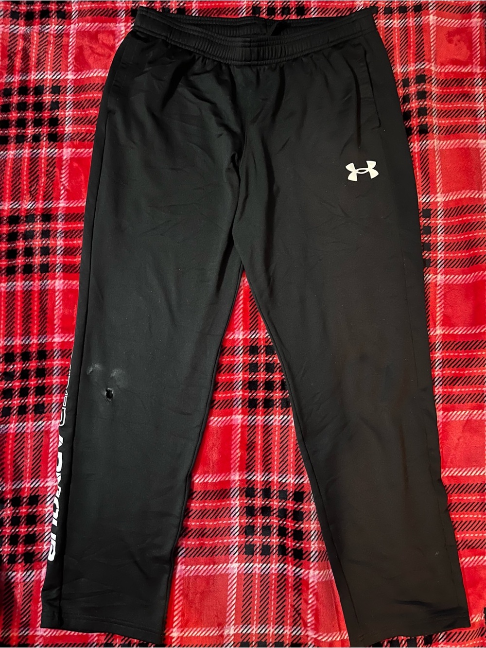 Under Armour YXL Boys' Black Jogger Pants with White Logo
